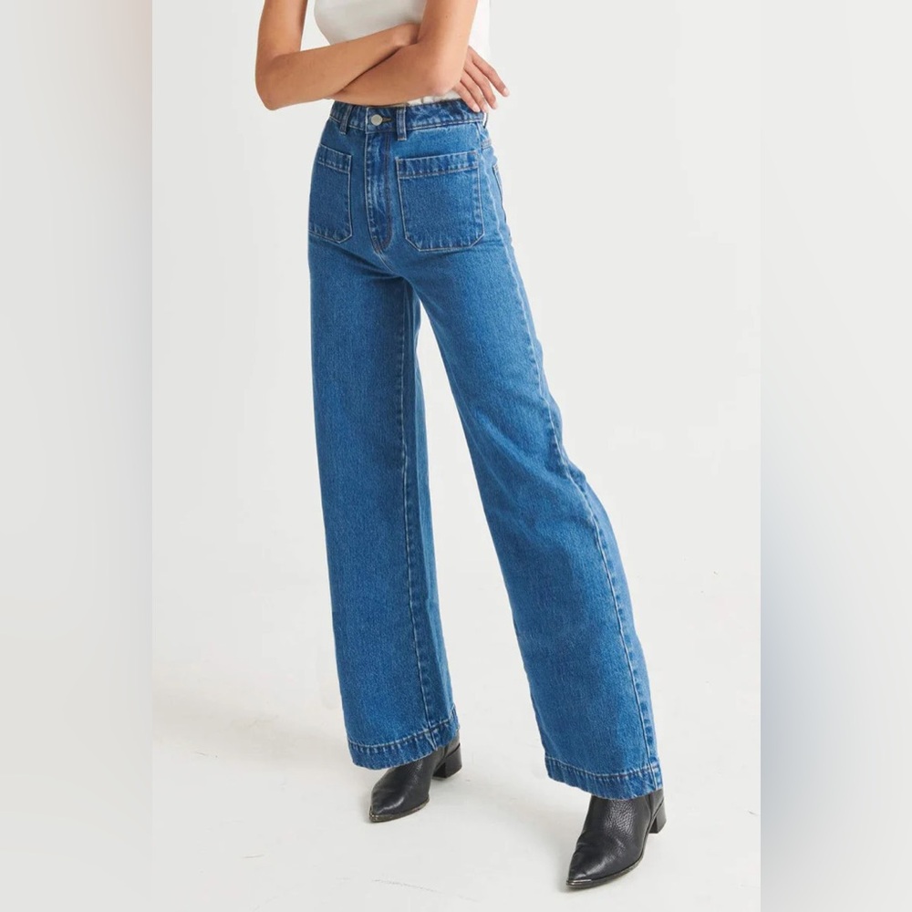 ROLLAS high rise wide leg long sailor jeans